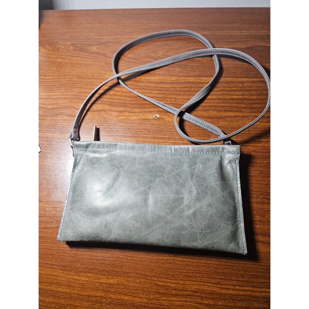 Rough & Tumble Crossbody Bag Womens Small Grey Distressed Leather Maine USA Zip